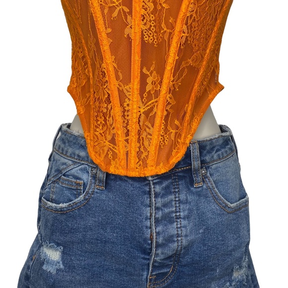 Miaou | NWOT Campbell Corset Top in Tangerine Size XS - Picture 7 of 12